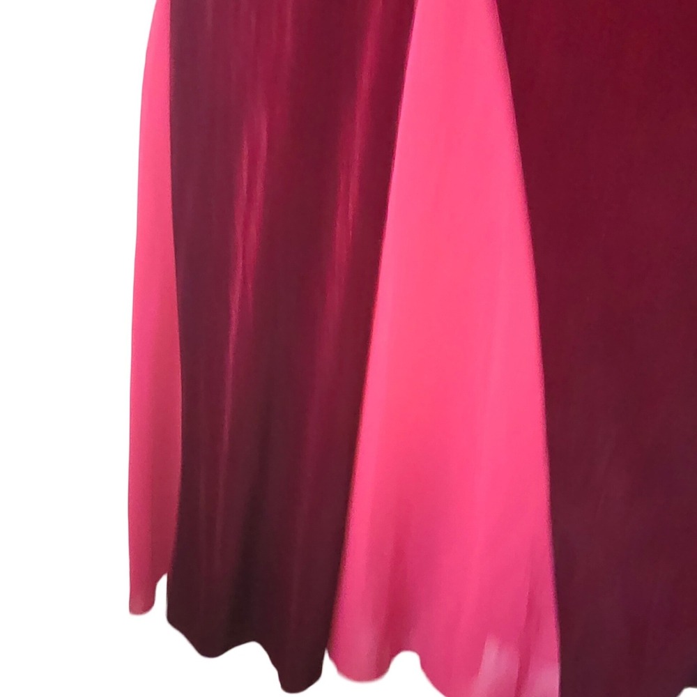 Lulus Burgundy Velvet Maxi Dress Sweetheart Chiffon Godet Inset Evening Gown XL - Picture 5 of 16